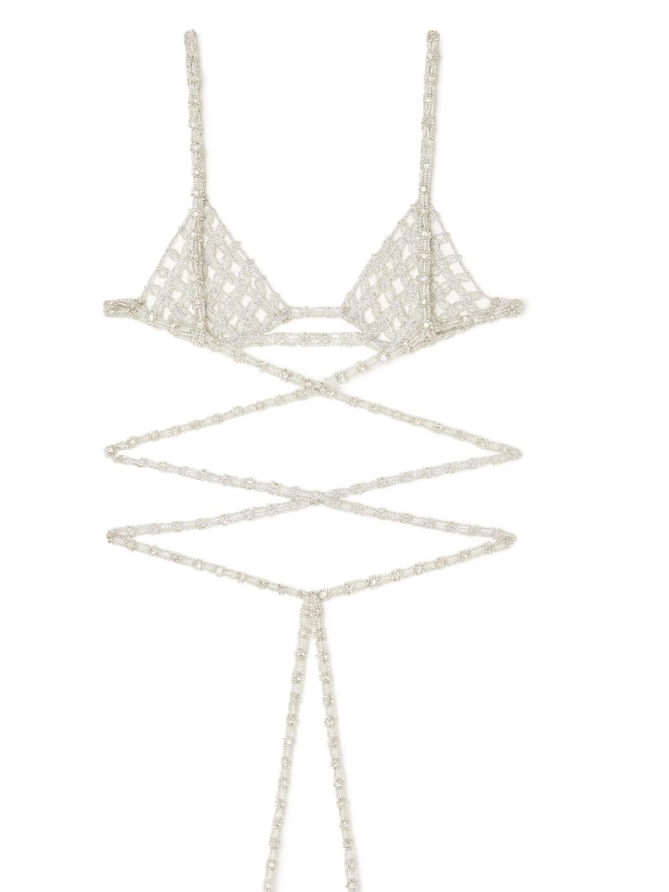 Cheap Alanui triangle lace-up bra Women 0723